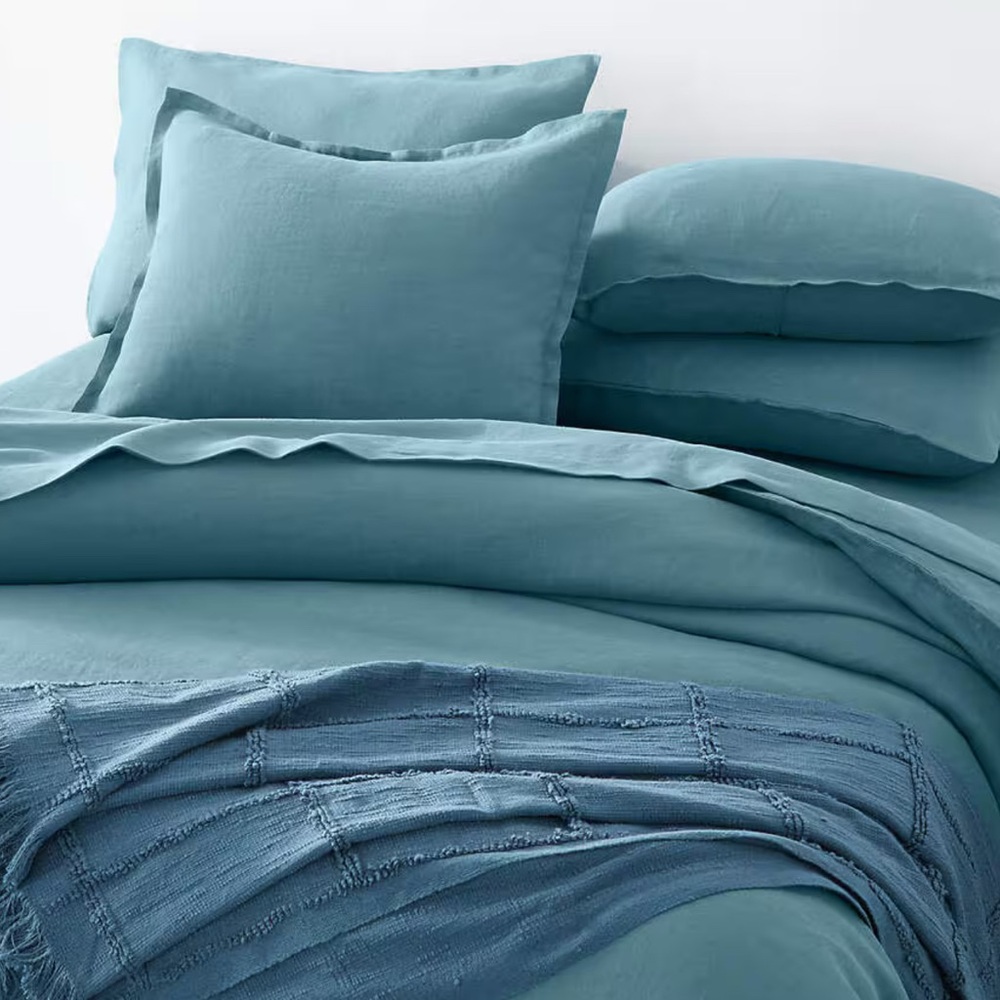 Pure Linen Teal King Duvet Cover